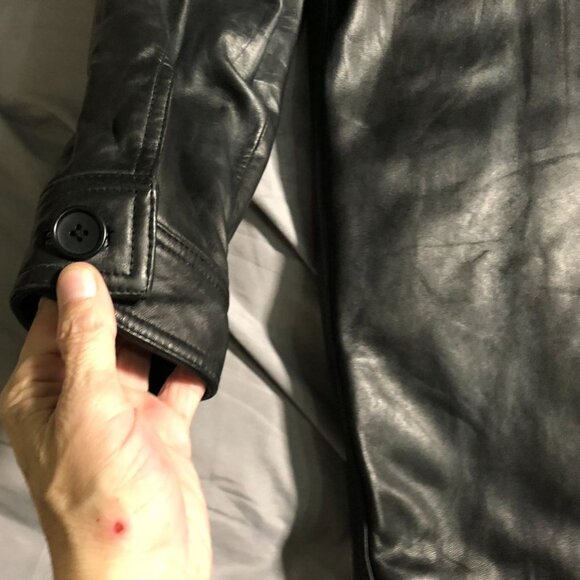 Banana Republic Mens Moto Leather Jacket Medium Black Quilted Button Up Collared - Picture 14 of 16